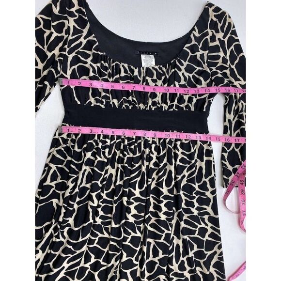 TIANA Black & Beige‎ Empire Waist Fit and Flare Stretch Knit Dress Sz 8 - Picture 4 of 7